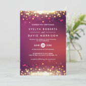 Goldschimmer glänzende Lichter feierliche Hochzeit Einladung (Stehend Vorderseite)