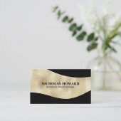 Goldschimmer und Schwarz Visitenkarte (Stehend Vorderseite)