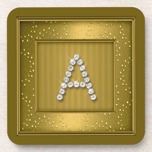Goldschimmer und Sparkle-Mongram-Untersetzer Getränkeuntersetzer (Vorderseite)
