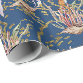 Goldschimmer Unterwasserkorallen Seepferd Aquarium Geschenkpapier (Rolleneckpunkt)