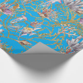 Goldschimmer Unterwasserkorallen Seepferd Aquarium Geschenkpapier (Ecke)