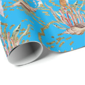 Goldschimmer Unterwasserkorallen Seepferd Aquarium Geschenkpapier (Rolleneckpunkt)