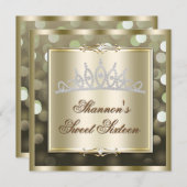 Goldschimmernde Lichter Bokeh 16. Geburtstag laden Einladung (Vorne/Hinten)