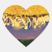 Goldschimmernde Notizen Herz-Aufkleber (Vorderseite)