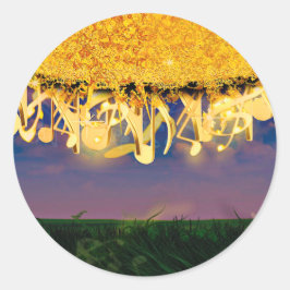 Goldschimmernde Notizen Runder Aufkleber