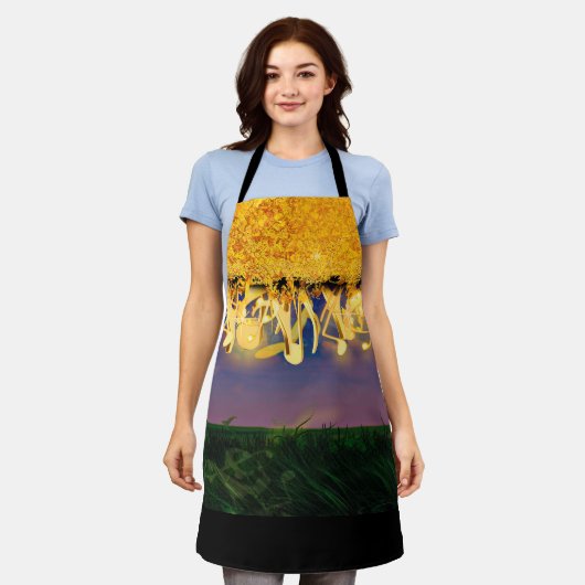 Goldschimmernde Notizen Schürze (Getragen)