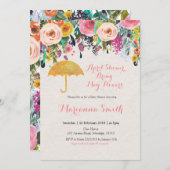 Goldschirm April Dusche bringen Mai Blume Einladung (Vorne/Hinten)