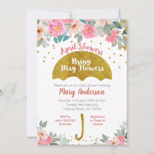 Goldschirmduschen im April bringen Blume im Mai Einladung (Vorderseite)