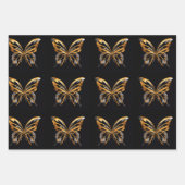 Goldschmetterling auf schwarzem Hintergrund Geschenkpapier Set (Vorderseite 3)