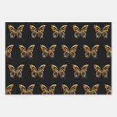 Goldschmetterling auf schwarzem Hintergrund Geschenkpapier Set (Vorderseite 2)