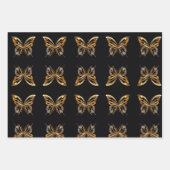 Goldschmetterling auf schwarzem Hintergrund Geschenkpapier Set (Vorderseite)