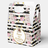 Goldschmetterling, Blume, Happy Birthday Foto Geschenkschachtel (Geöffnet)