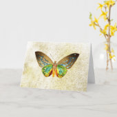 *~* Goldschmetterling Gold Glitzer Weiß Karte (Gelbe Blume)