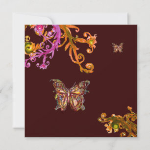 GOLDSCHMETTERLING , hellrosa gelb braun Einladung