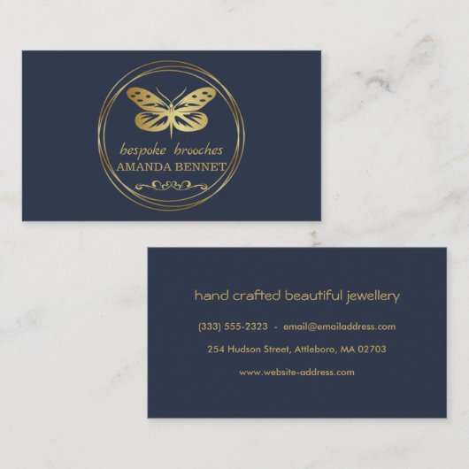 Goldschmetterling, Kreisrahmen-Designer Visitenkarte (Vorne/Hinten)