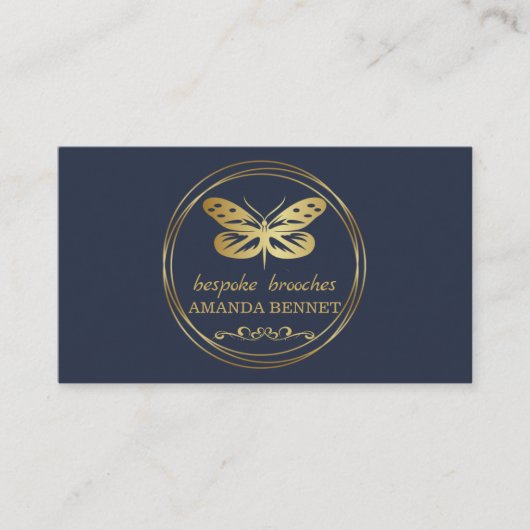 Goldschmetterling, Kreisrahmen-Designer Visitenkarte (Vorderseite)