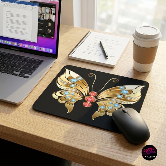 Goldschmetterling mit Edelsteinen Mousepad