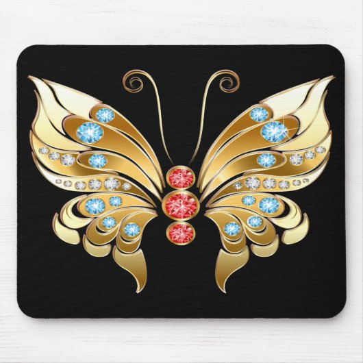 Goldschmetterling mit Edelsteinen Mousepad (Vorne)