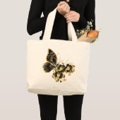 Goldschmetterling mit schwarzem Orchid Jumbo Stoffbeutel (Vorderseite (Produkt))