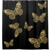 Goldschmetterlinge am schwarzen Duschvorhang (Vorderseite)