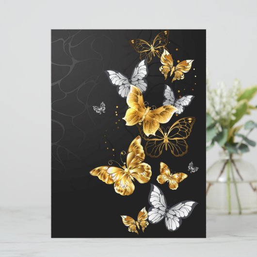 Goldschmetterlinge Einladung (Stehend Vorderseite)