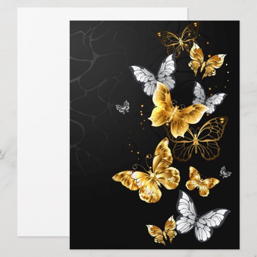 Goldschmetterlinge Einladung (Vorne/Hinten)
