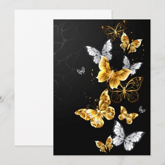 Goldschmetterlinge Einladung (Vorne/Hinten)