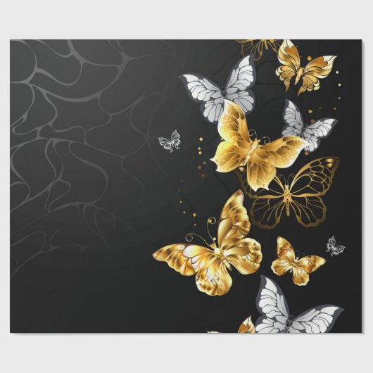 Goldschmetterlinge Geschenkpapier (Flach)
