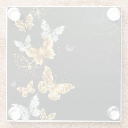 Goldschmetterlinge Glasuntersetzer (Rückseite)