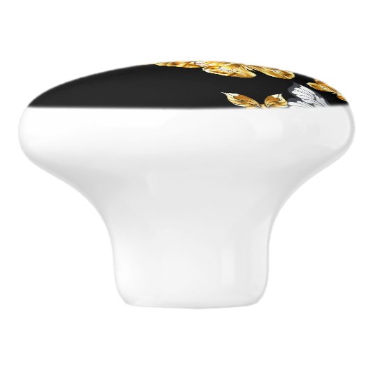 Goldschmetterlinge Keramikknauf (Seitenansicht)