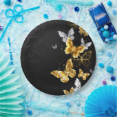 Goldschmetterlinge Pappteller (Party)