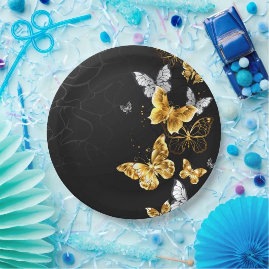 Goldschmetterlinge Pappteller (Party)