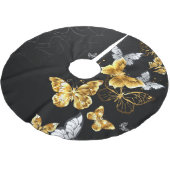 Goldschmetterlinge Polyester Weihnachtsbaumdecke (Schrägansicht)