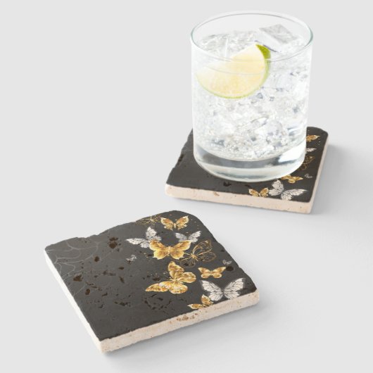 Goldschmetterlinge Steinuntersetzer (Seitenansicht)