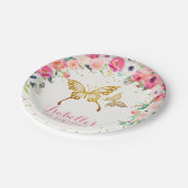 Goldschmetterlings-Blumen-Papierplatte Pappteller (Schrägansicht)