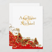 Goldschmetterlingshochzeit Einladung (Vorne/Hinten)