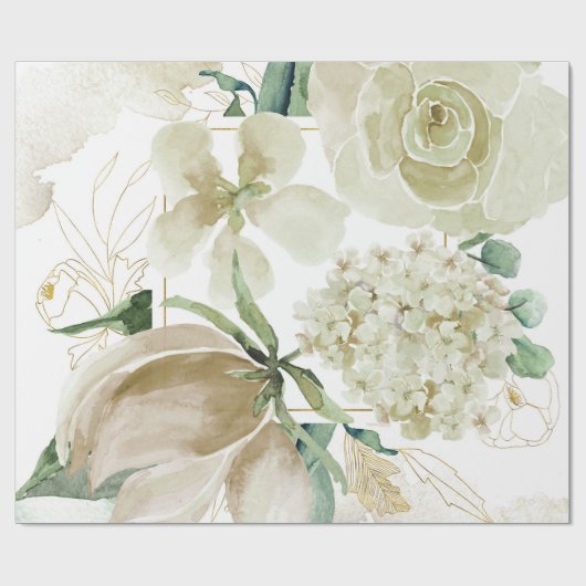 Goldschmiedecreme-Aquarellfarben-Rose Vokal-Erneue Geschenkpapier (Flach)