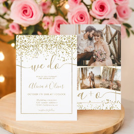 Goldschmiedefolie Weiße Fotos Hochzeit Einladung