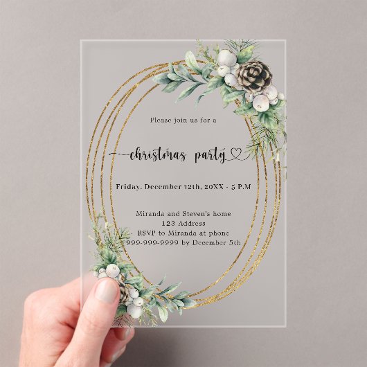 Goldschmiedegrün mattiertes Party Acryleinladungen (Insitu (Handheld))