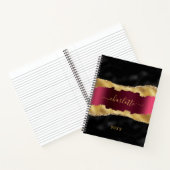 Goldschmiedeskript aus schwarzem Bordeaux-Marmor Notizblock (Innenseite)