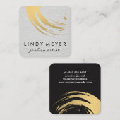 Goldschmiedete und weißes Leder Quadratische Visitenkarte (Vorne/Hinten)