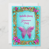 Goldschmuck aus Luxus-Rosa-Türkis-Glitzer extravag Einladung (Vorderseite)