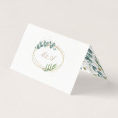 Goldschmuck-Eukalyptus-Blätter Grüne Hochzeitskart (Rückseite)