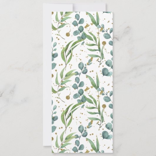 Goldschmuck-Grünpflanzen Hochzeitsmenü Einladung (Rückseite)