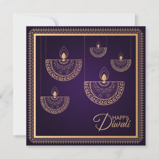 Goldschmuck lila und Rose Happy Diwali Karte
