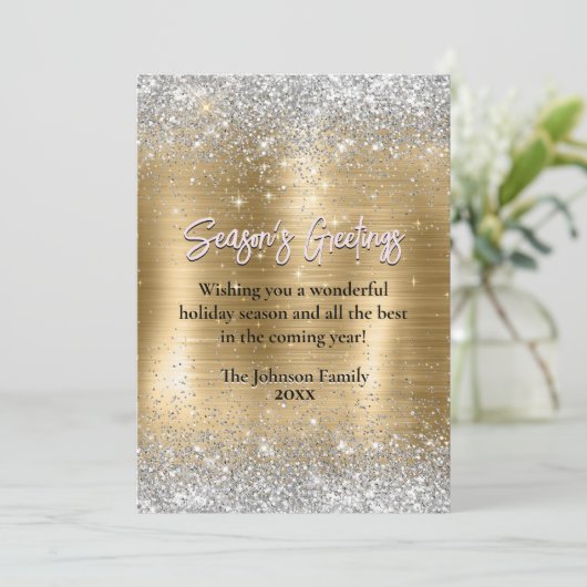 Goldschmuck Silber Glitzer Neujahr Weihnachten (Stehend Vorderseite)