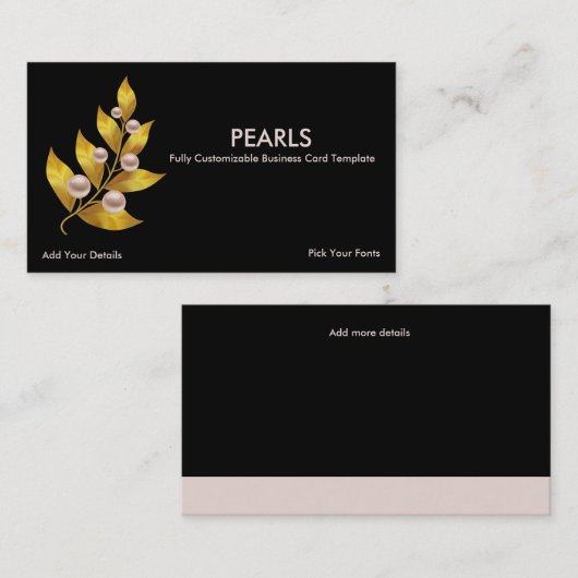 Goldschmuck - Weiße Perle Visitenkarte (Vorne/Hinten)