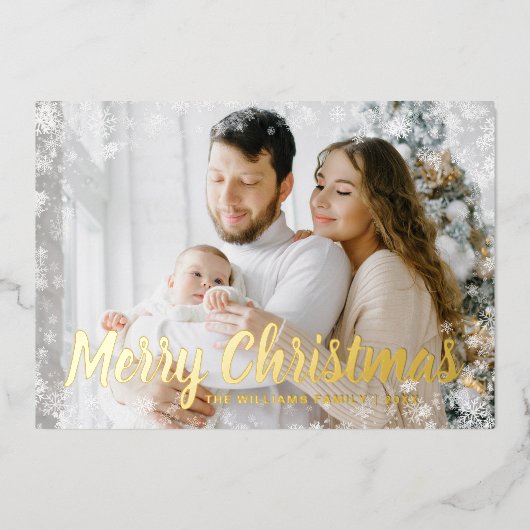 Goldschnee Folien Feiertagskarte (Vorderseite)