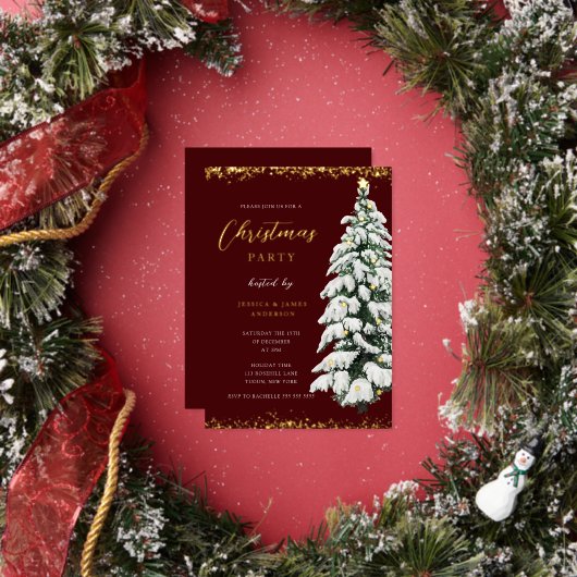 Goldschneebaum Weihnachtsgebäck Party Einladung (Insitu)