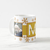 Goldschneeflocke 2 Foto Monogramm Weihnachten Kaffeetasse (Vorderseite Links)